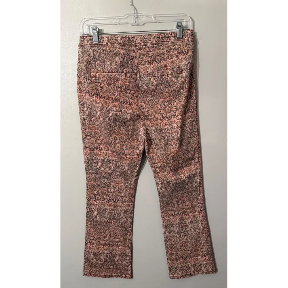 Free People Frida Cropped Flare Jeans Boho Tapestry Print Women's Size 6‎